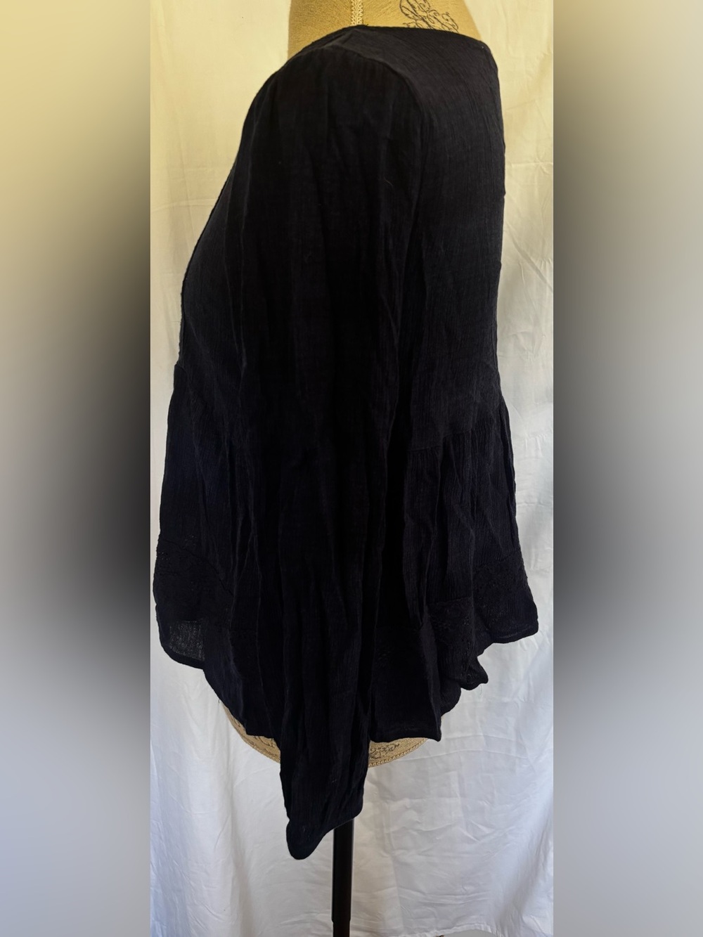 Y2K Rewind Womens Linen Blend Tunic in Navy Blue Sz L - Picture 4 of 6